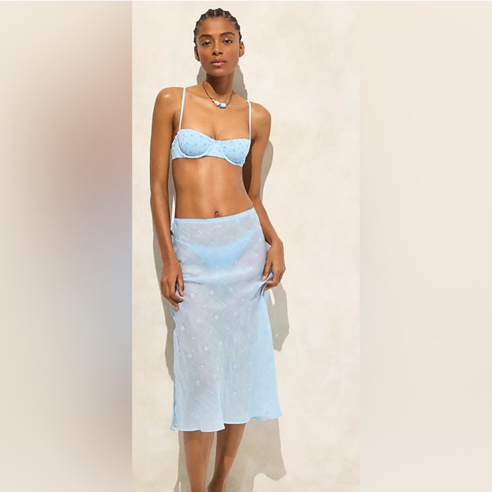 J. Crew Light Blue Midi Slip Skirt